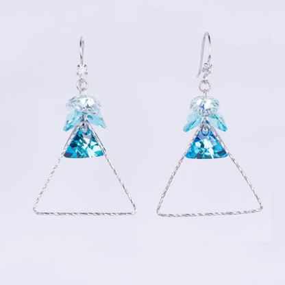 Blue Aura Geometric Drop Earrings