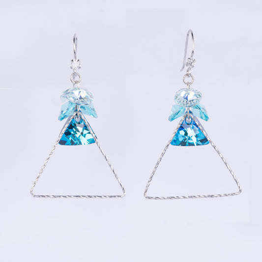 Blue Aura Geometric Drop Earrings