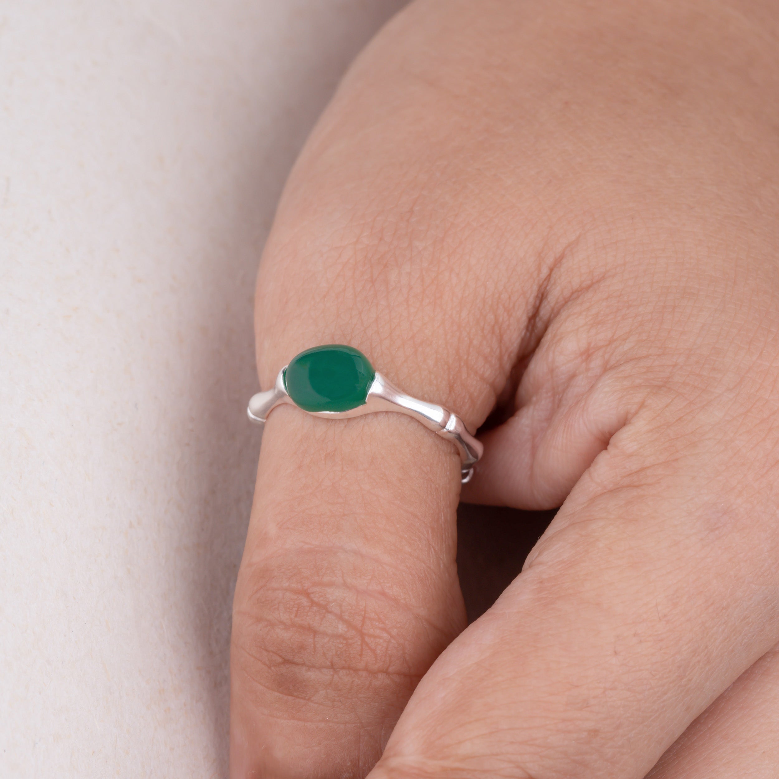 Classic Jade Green Stone Ring