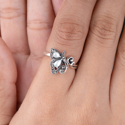 Butterfly-Inspired Silver Ring