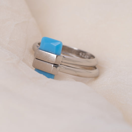 Blue Silver Magnet Ring