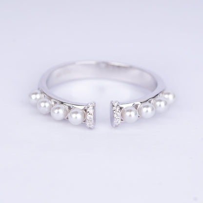 Pearl Front Open Ring