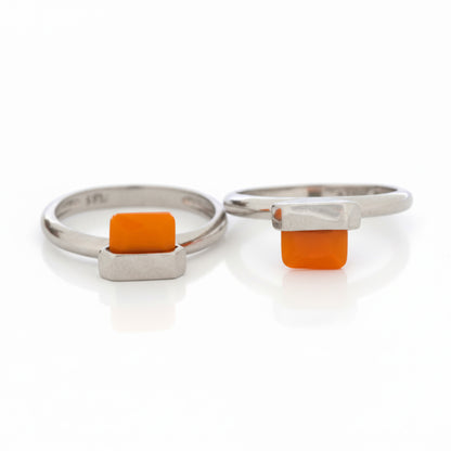 Orange Silver Magnet Ring