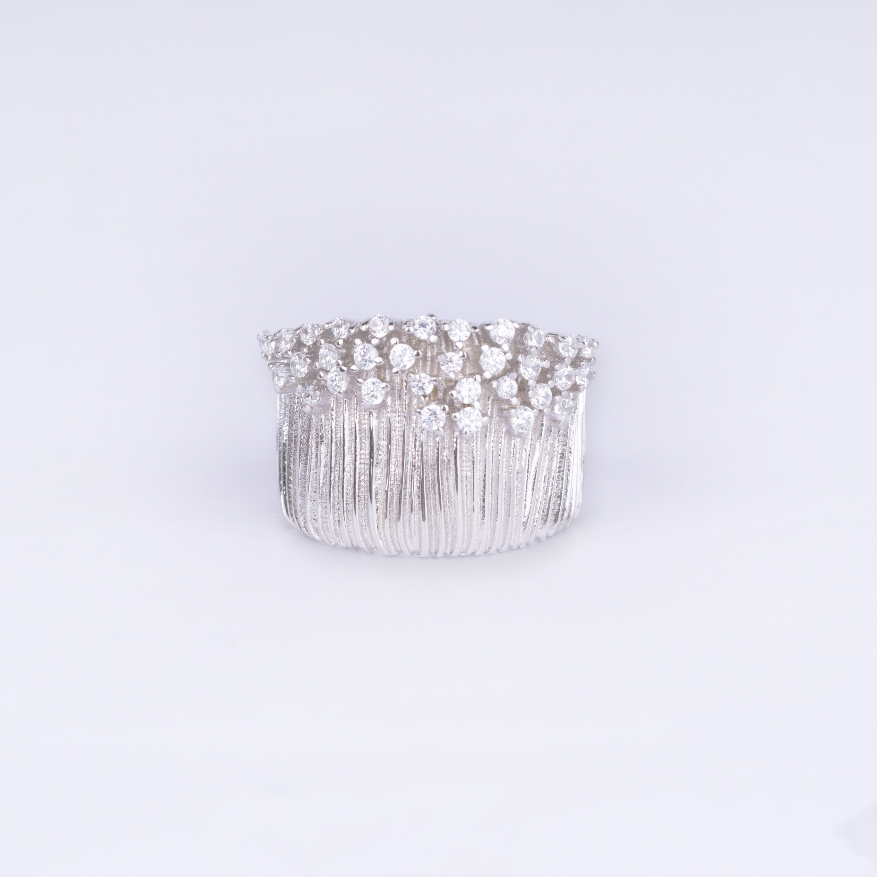 Crown Cluster Silver Statement Ring