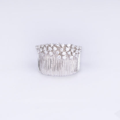 Crown Cluster Silver Statement Ring