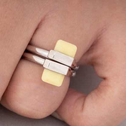 Yellow Silver Magnet Ring