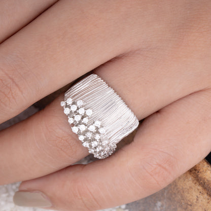Crown Cluster Silver Statement Ring