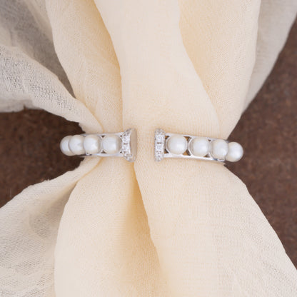 Pearl Front Open Ring