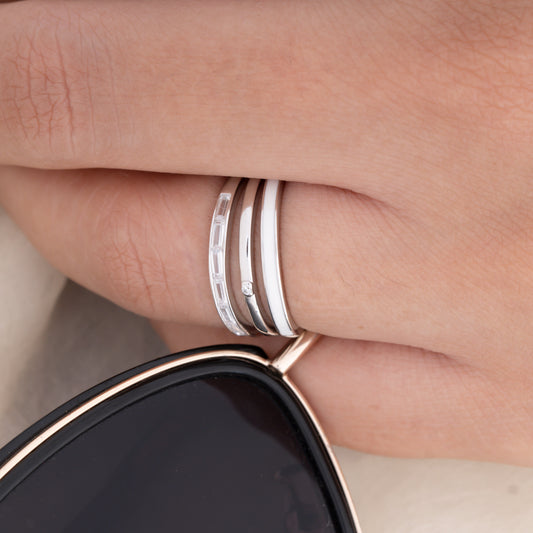 Stacked Band Silver Ring