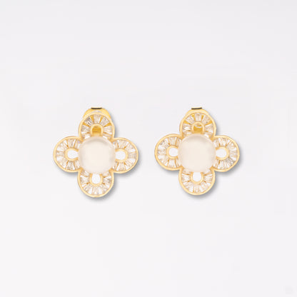 Floral Pearl & Crystal Stud Earrings