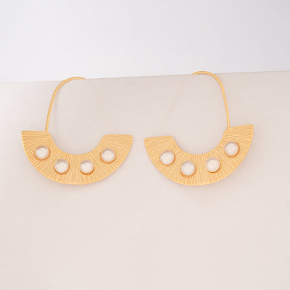 Golden Arch Pearl Hoop Earrings