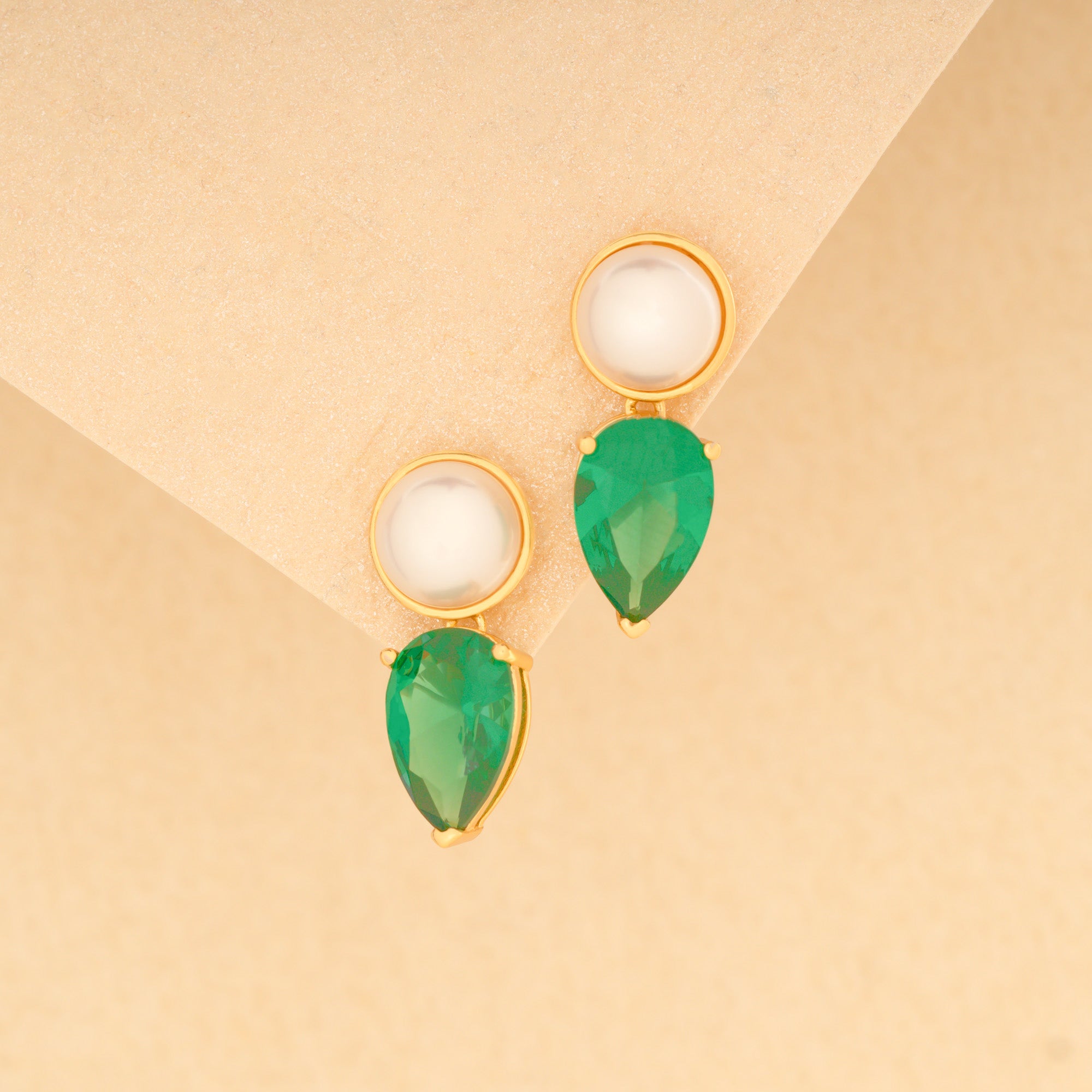 Golden Pearl Teardrop Earring