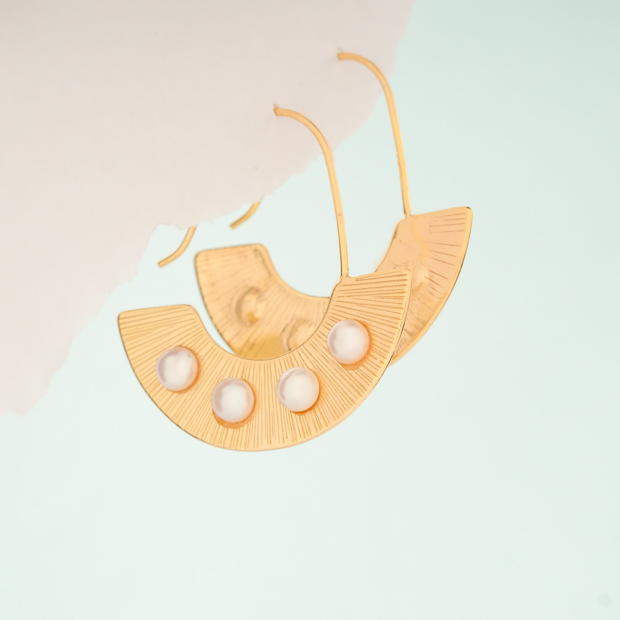 Golden Arch Pearl Hoop Earrings