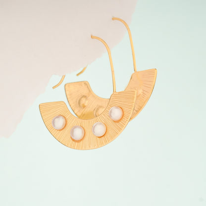 Golden Arch Pearl Hoop Earrings