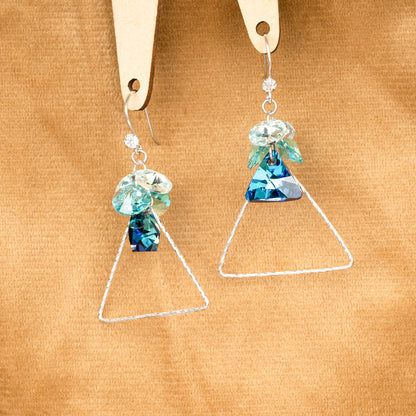 Blue Aura Geometric Drop Earrings