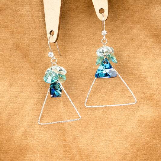 Blue Aura Geometric Drop Earrings