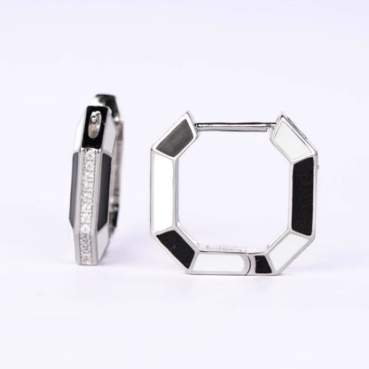 Enamel Octagon Hoop Earrings