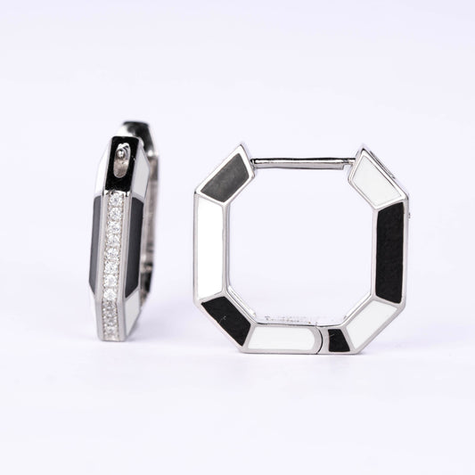 Enamel Octagon Hoop Earrings