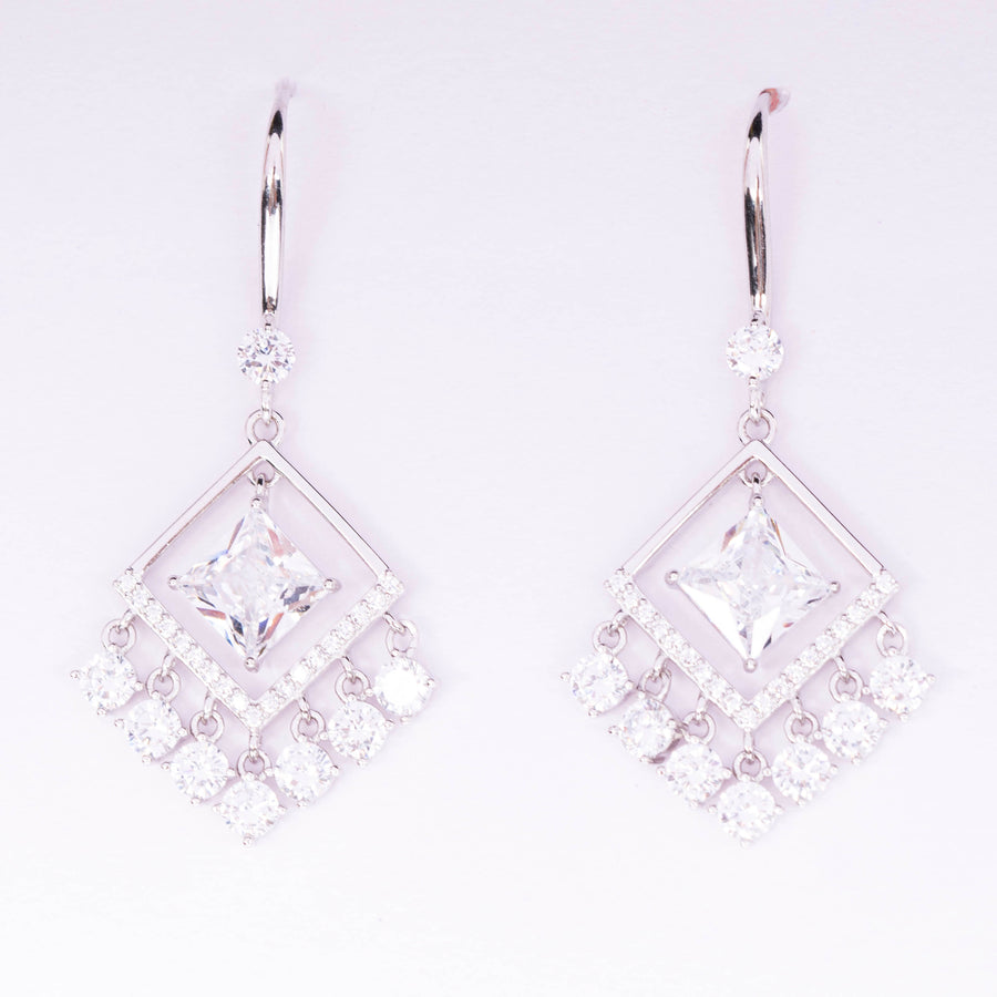 Diamond Drape Drop Earrings