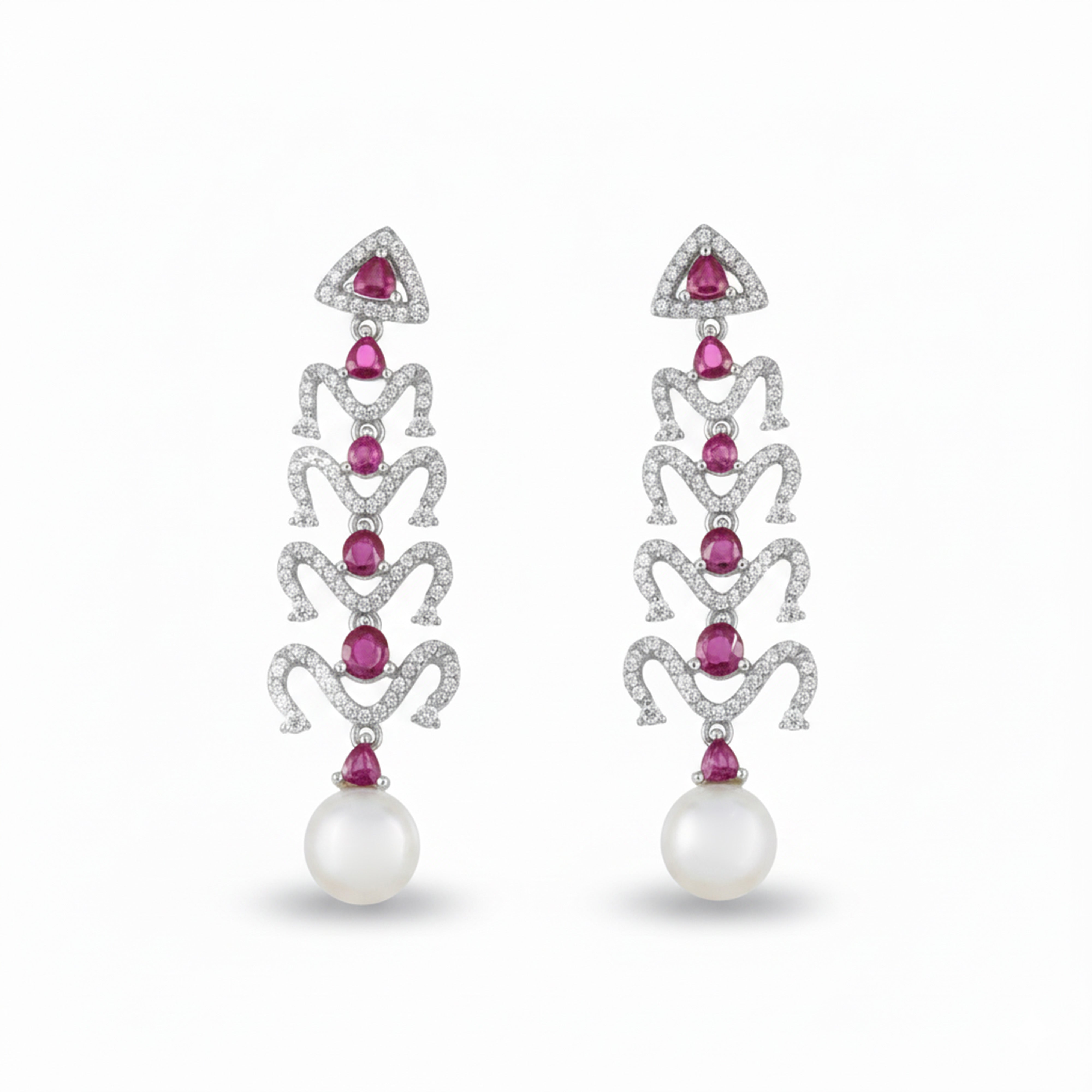 Ruby & Pearl Dangle Earrings