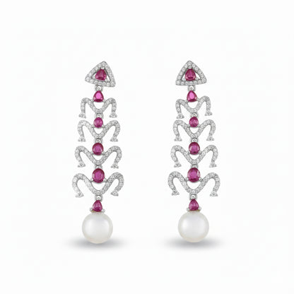 Ruby & Pearl Dangle Earrings