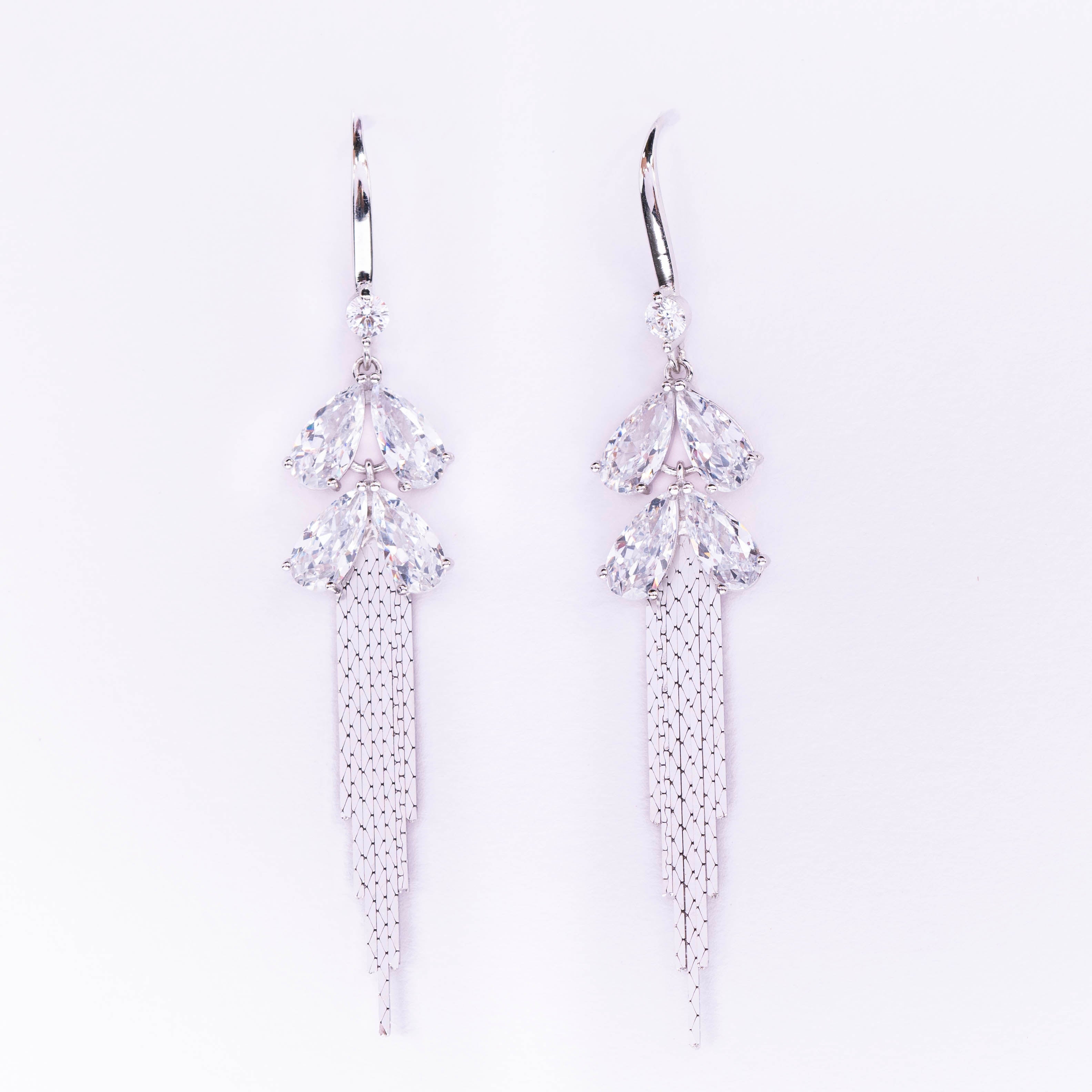 Crystal Feather Drop Earrings