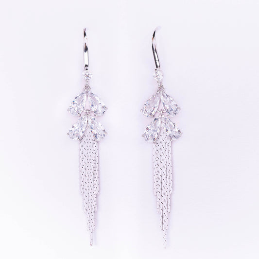 Crystal Feather Drop Earrings