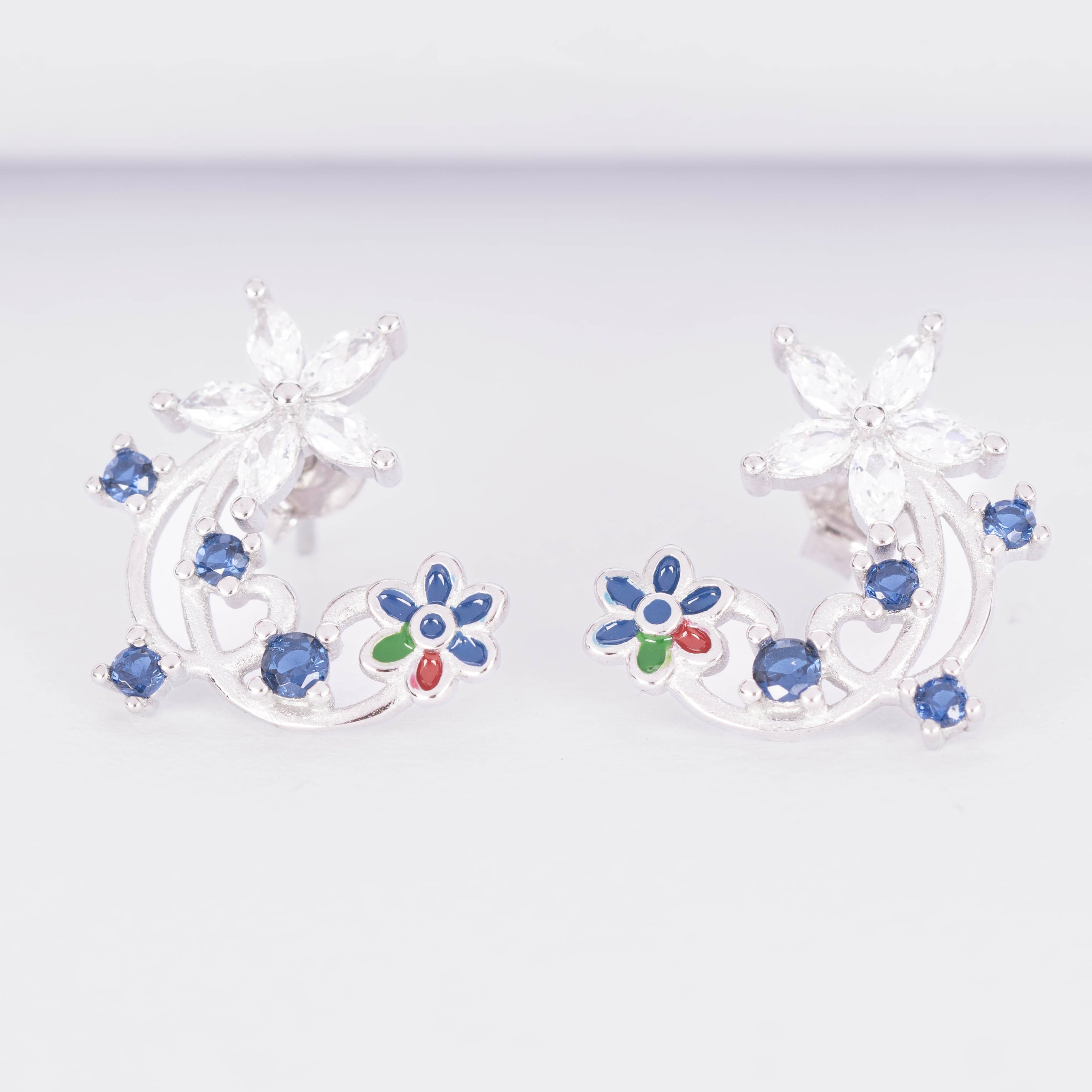 Enamel Floral Stud Earrings