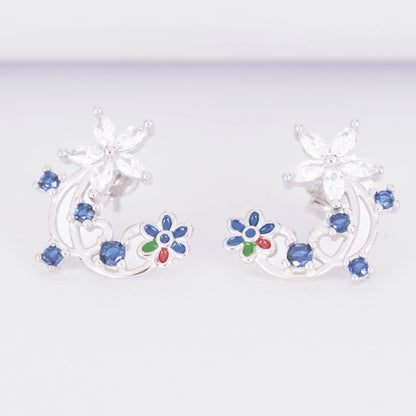 Enamel Floral Stud Earrings