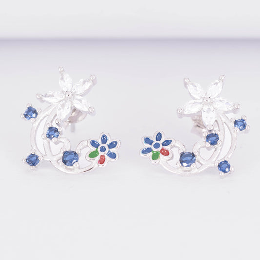 Enamel Floral Stud Earrings