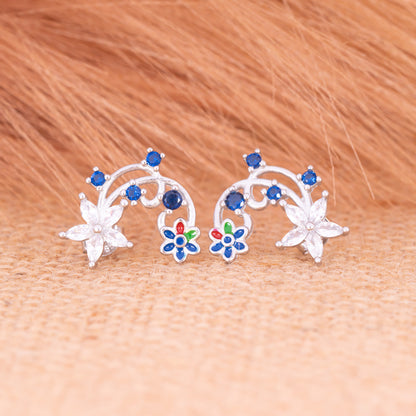 Enamel Floral Stud Earrings
