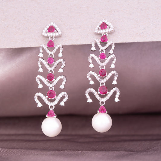 Ruby & Pearl Dangle Earrings