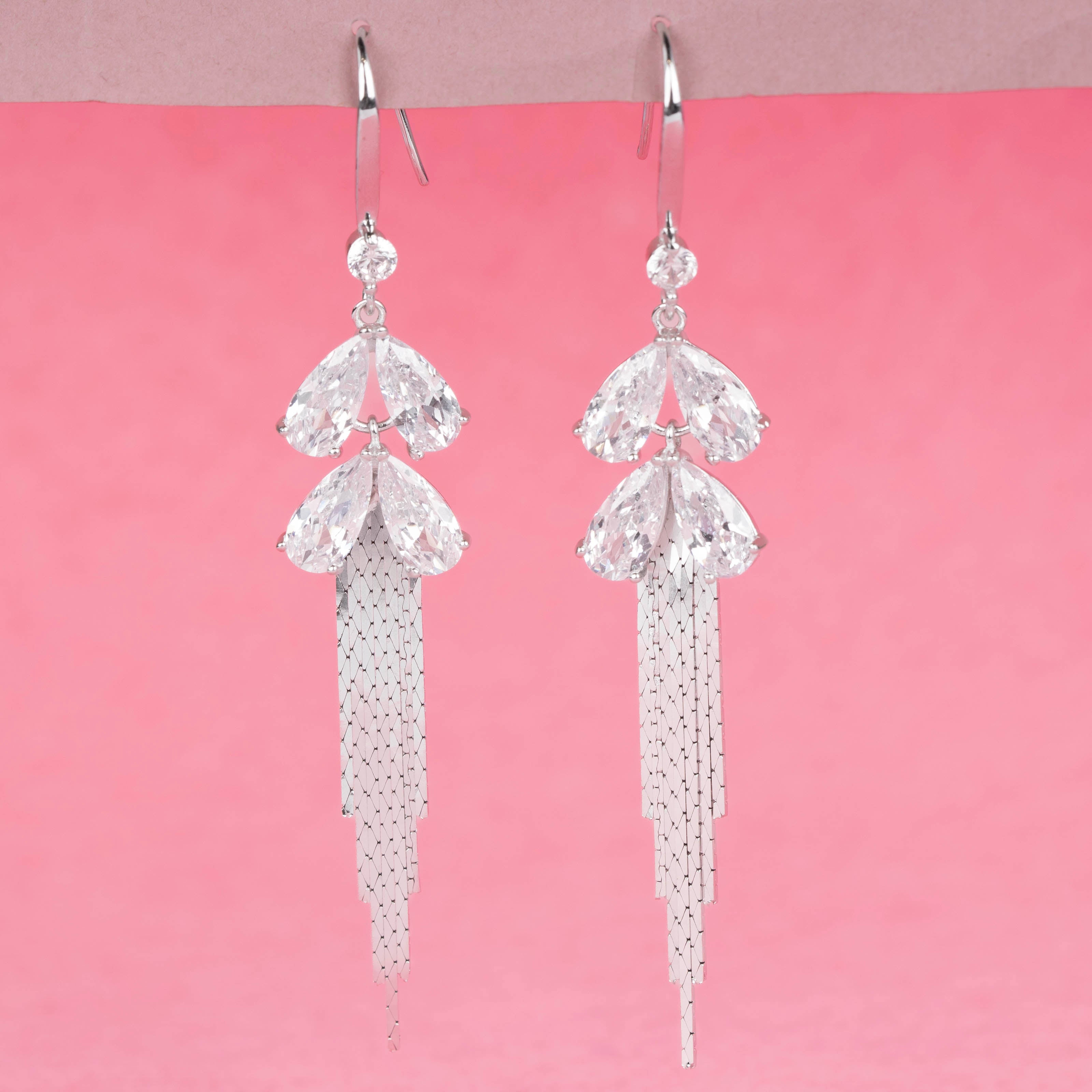 Crystal Feather Drop Earrings