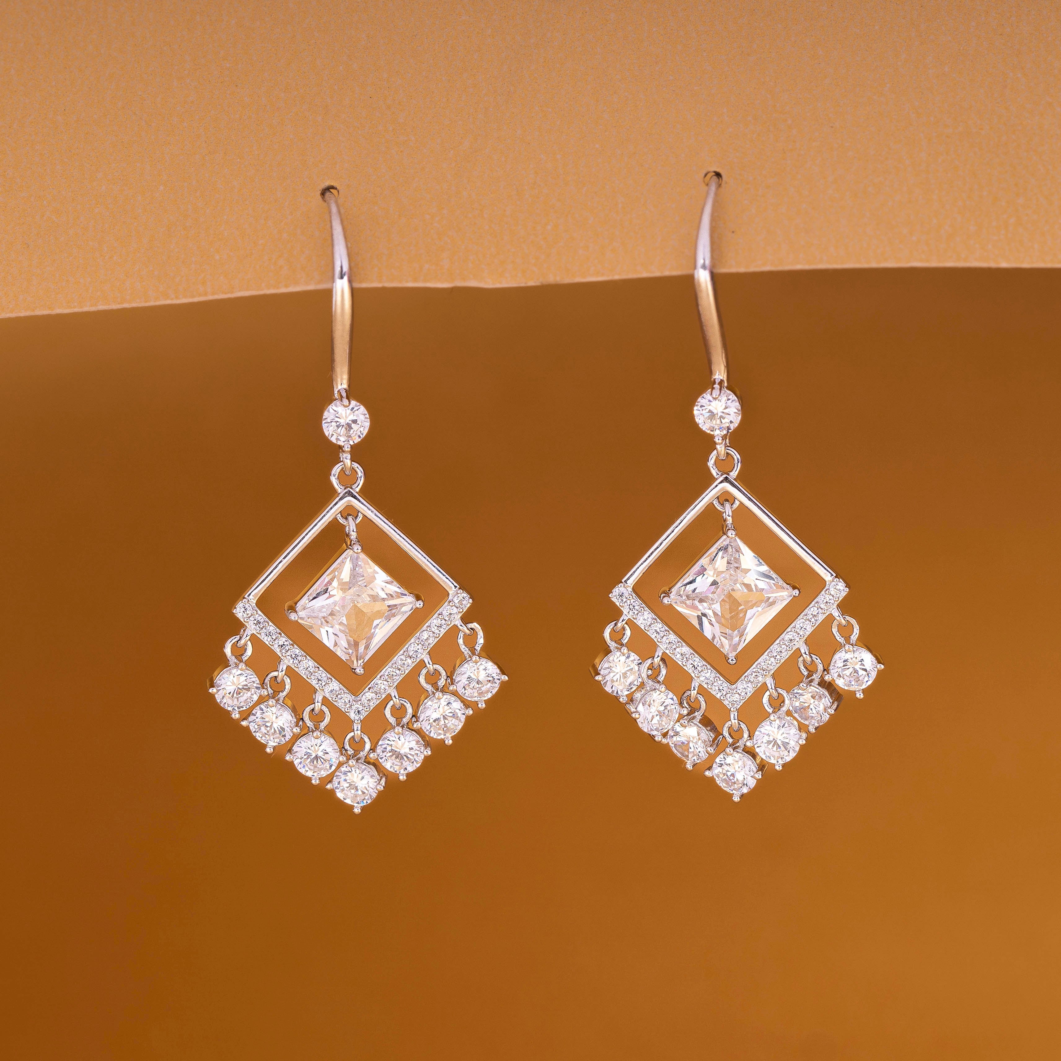 Diamond Drape Drop Earrings