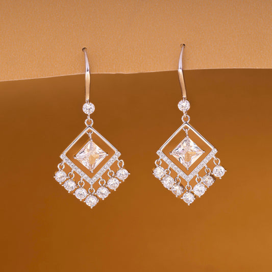 Diamond Drape Drop Earrings