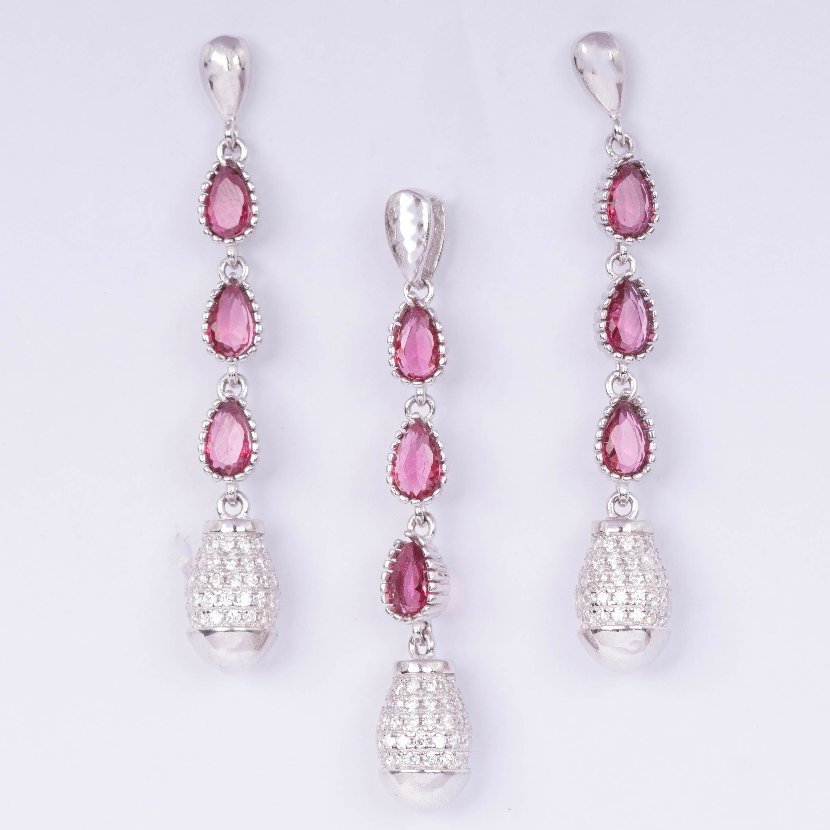 Ruby Rainfall Pendant With Earrings
