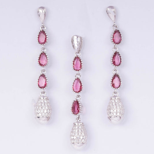 Ruby Rainfall Pendant With Earrings
