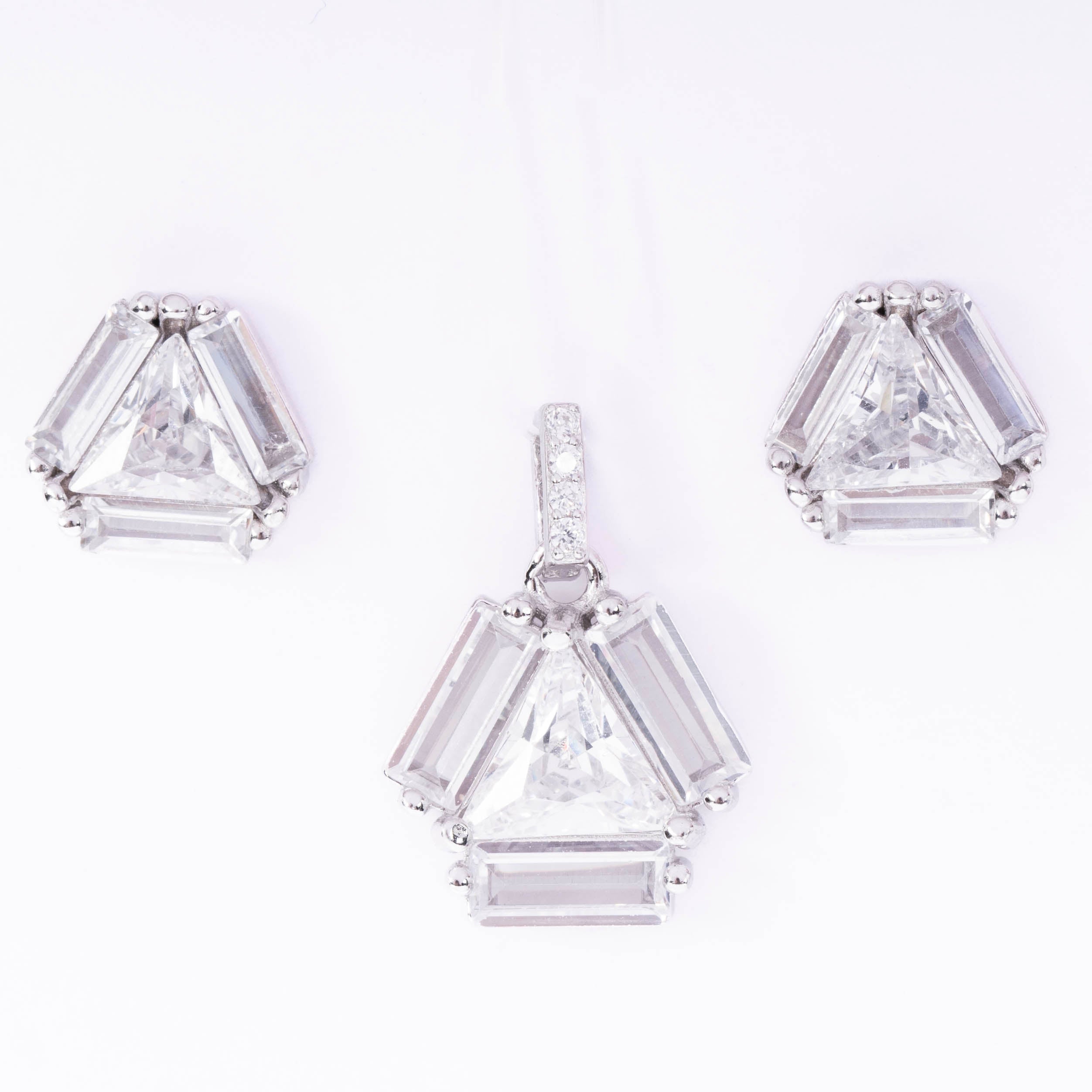 Crystal Prism Pendant With Earrings