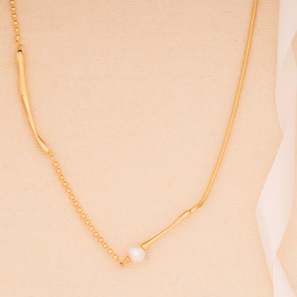 Pearl Drop Bar Necklace