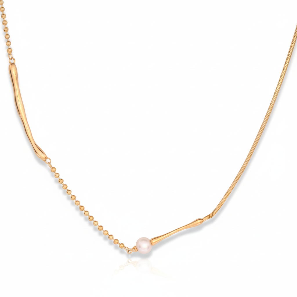 Pearl Drop Bar Necklace