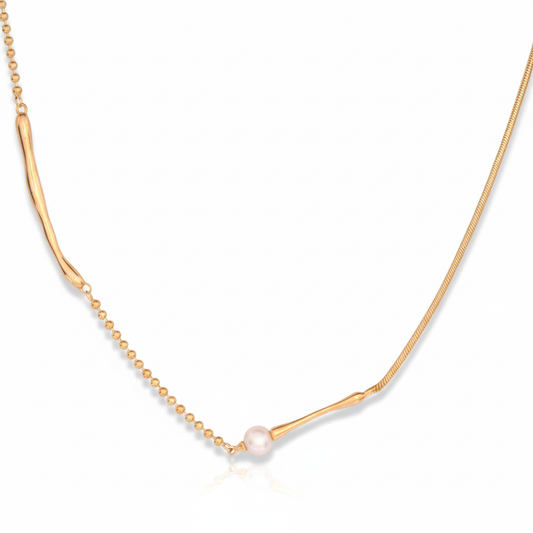 Pearl Drop Bar Necklace