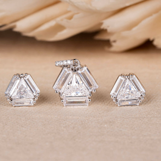 Crystal Prism Pendant With Earrings