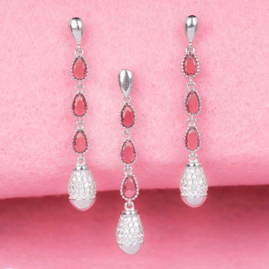 Ruby Rainfall Pendant With Earrings