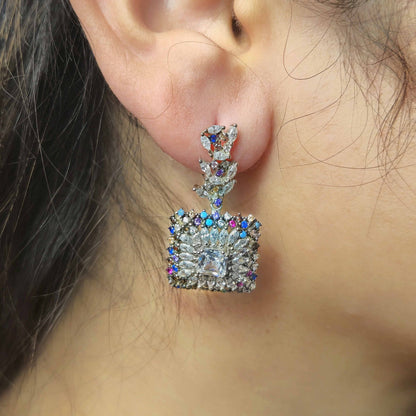 Square Crystal Statement Dangle Earrings