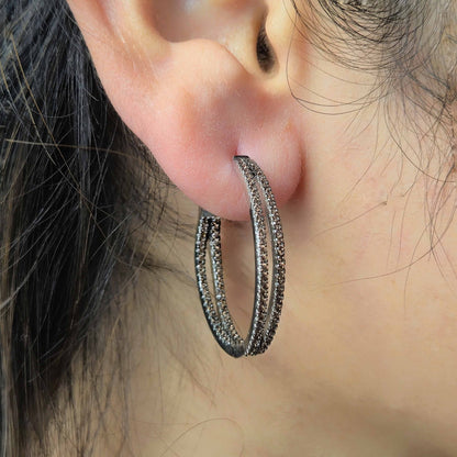 Brown Stone Hoop Earrings