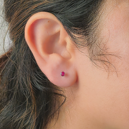Minimalist Pink Stone Stud Earrings