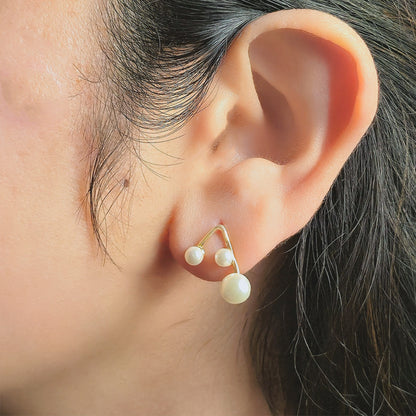 Triple Pearl Branch Drop Earrings