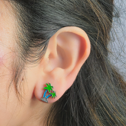 Tree Enamel Stud Earrings