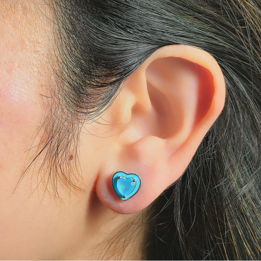 Sky Blue Enamel Stud Earrings