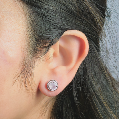 Pink Enamel Stud Earrings